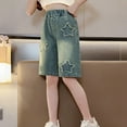 thumbnail image 5 of Ruyang Girls Baggy Jeans Shorts Y2k Hip Hop Streetwear Denim Shorts Unisex Kid Vintage Fashion Bermuda Jorts Star Embroidery Clothes, 5 of 9