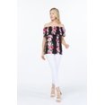 thumbnail image 4 of Women's Hawaiian Off-Shoulder Ruffle Muumuu Top in Pink Black Hibiscus Vine S, 4 of 5