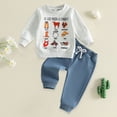 thumbnail image 3 of enyan Toddler Baby Boy Fall Clothes Long Sleeve Crewneck Sweatshirt Top Casual Pants Set Cute Infant Winter Outfits Grey,6-12 Months, 3 of 7