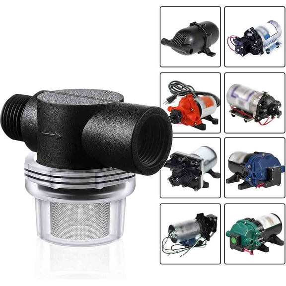 Water Pump Strainer Filter Set Include Twist on Pipe Filter and Extra Stainless Steel Screen, Rv Replacement Twist-on Pipe Strainer Compatible with WFCO or Shurflo Pump
