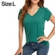 thumbnail image 2 of Hukapapa Camiseta Sólida De Manga Corta con Cuello En V Top De Manga Corta De Verano para Mujer,,l,, 2 of 5