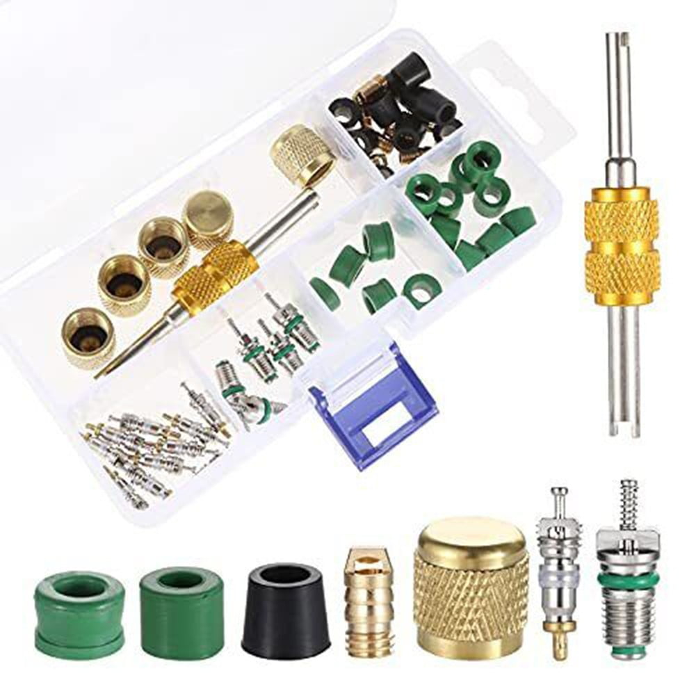 56Pcs Air Conditioning Valve Core Kit R134A/R410/R22 Replacement
