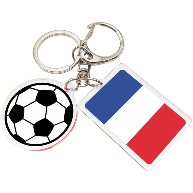 Yanonmyfd 2026 World Cup Soccer Keychain - 2026 World Cup Flag Keychain, Soccer Fan Gift & Souvenir (2PCS),France