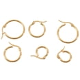 thumbnail image 2 of 6 Pairs 15mm 20mm 25mm Stainless Steel Hoop Earrings Set Woman Gold, 2 of 8