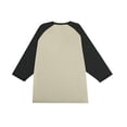 thumbnail image 6 of Men's Long Sleeve Round Neck Contrast Color Raglan Three Quarter Sleeve T-Shirt Top for Spring Fall Sporty Style,Beige,L, 6 of 8