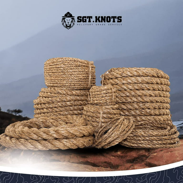 Twisted Manila Rope (3/4 inch) - SGT KNOTS - 3 Strand Natural Fiber Rope -  Multipurpose Heavy Duty Utility Cord - Moisture and Weather Resistant -  Commercial, Industrial, Outdoor, Home Decor (50 feet) 