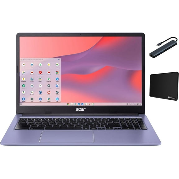 Acer Chromebook 315 15.6 inch Laptop, Intel Processor N4500, 1.1 GHz, 4GB RAM, 64GB eMMC, Chrome OS, Proctective Sleeve Included, Moonstone Purple with Tigology Accessories