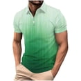 thumbnail image 2 of Men's Casual Shirts Gradient Summer Short Sleeve Contrast Collar Buttoned Tee Polo Shirt with Pocket Business Shirts Green XXXL, 2 of 5