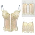 thumbnail image 2 of Women's Adjustable Strap Eyelash Flower Lace Corset Crop Top with Boning Support Push Up Bustier Camisole for Party Wear 40, 2 of 4