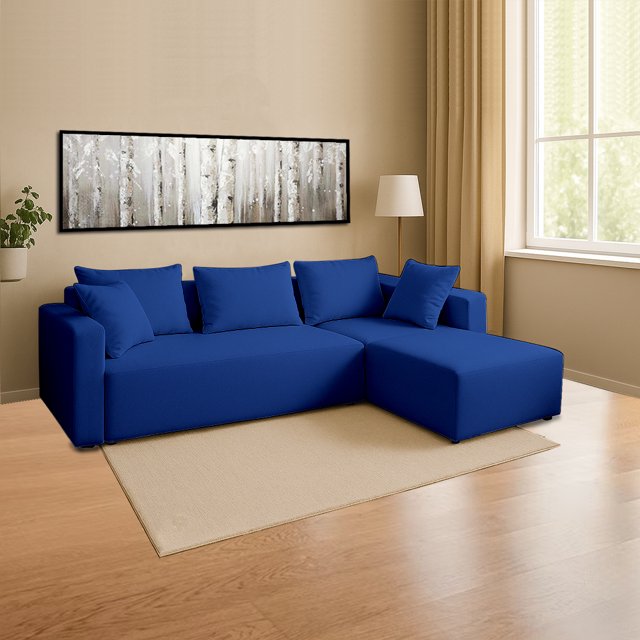 Canapé Sectionnel Bleu - Tissu Chenille