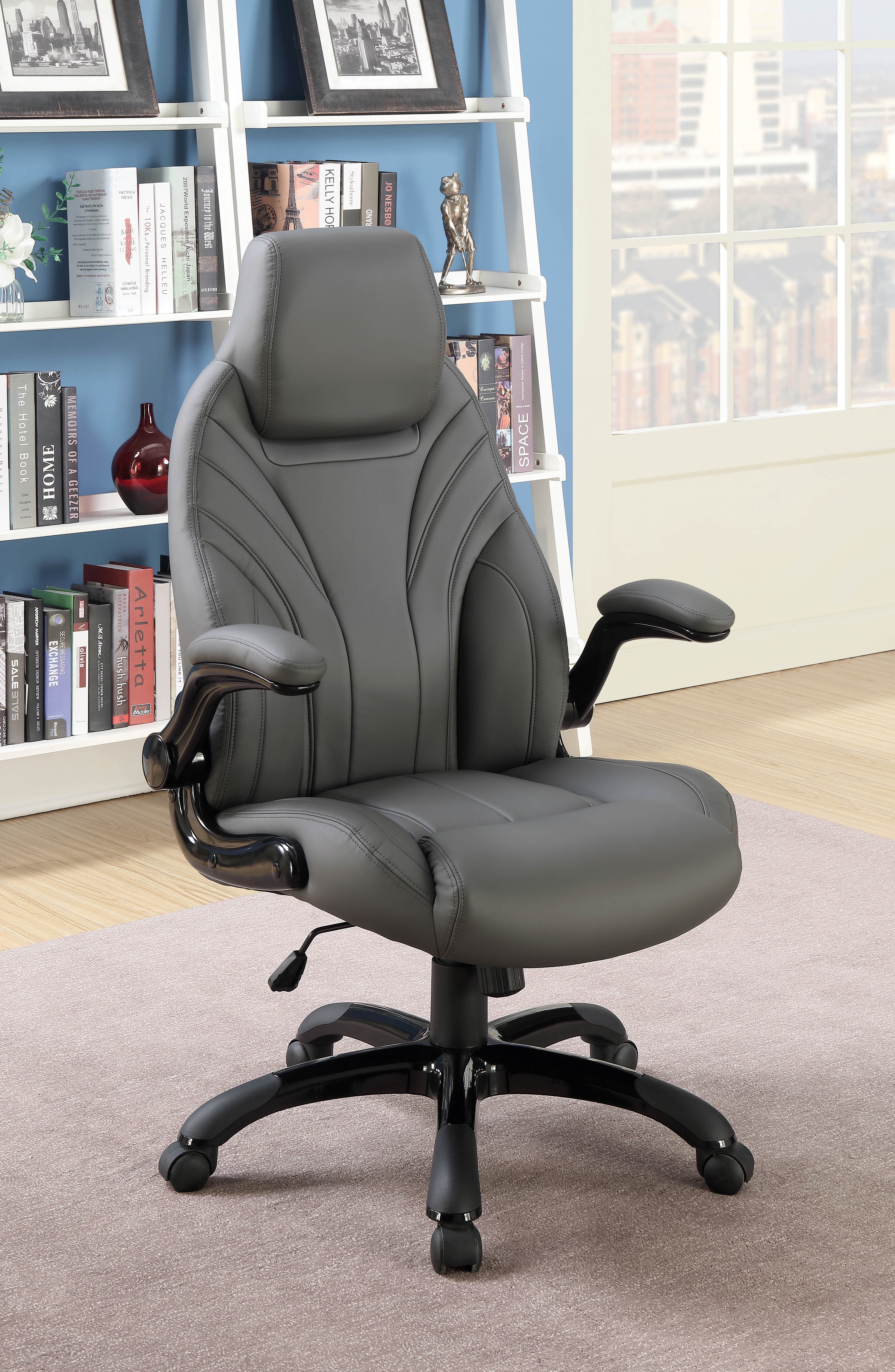 Furniture Of America Leland Contemporary Gray Leatherette Office Chair