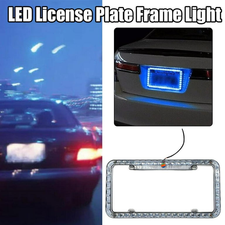 12V Car Neon License Frame LED Light Front Rear License Universal - Main Image