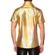 thumbnail image 3 of Camisetas Holográficas INSPIRE CHIC para hombres, cuello redondo, de manga corta, tops metálicos dorados S, 3 of 5