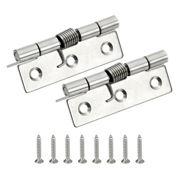 Uxcell 3" Spring Loaded Hinges Self Closing Door Hinges  304 Stainless Steel Small Door Hinges with Screws, 2 Pcs