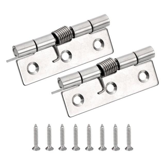Bisagras de resorte Uxcell, bisagras de puerta de cierre automático de acero inoxidable, bisagras pequeñas para puerta de gabinete de 3" 2