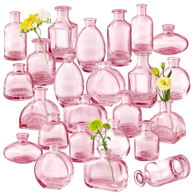 Set de jarrones Bud DOLEEYAE de cristal rosa, 24 unidades, para flores
