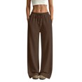 thumbnail image 2 of Wide Leg Sweatpants for Women Winter High Waisted Baggy Sweat Track Pants Drawstring Casual Pants with Pockets M, 2 of 8
