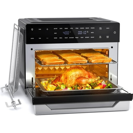 Aeitto 32-Qt Air Fryer Toaster Oven, 19-in-1 Convection Countertop Oven with Rotisserie & Dehydrator, 6 Accessories