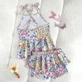 thumbnail image 6 of Pandaie Girls Tankini Swimsuit Flower Print Criss Cross Strap Bathing Suits Summer Beach Two Piece Swimwear with Shorts 10-11 Years Yellow, 6 of 9