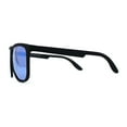 thumbnail image 4 of Polarized Hipster Flat Top Horn Rim Light Weight Slick Sunglasses Matte Black Blue Mirror, 4 of 4