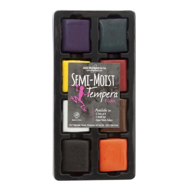Jack Richeson Set of 8 Semi-Moist Tempera Cakes in Black Tray