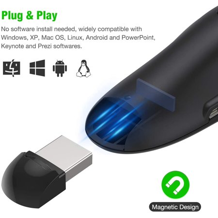 Powerpoint Clicker, Wireless Presentation Clicker with Green Light ...