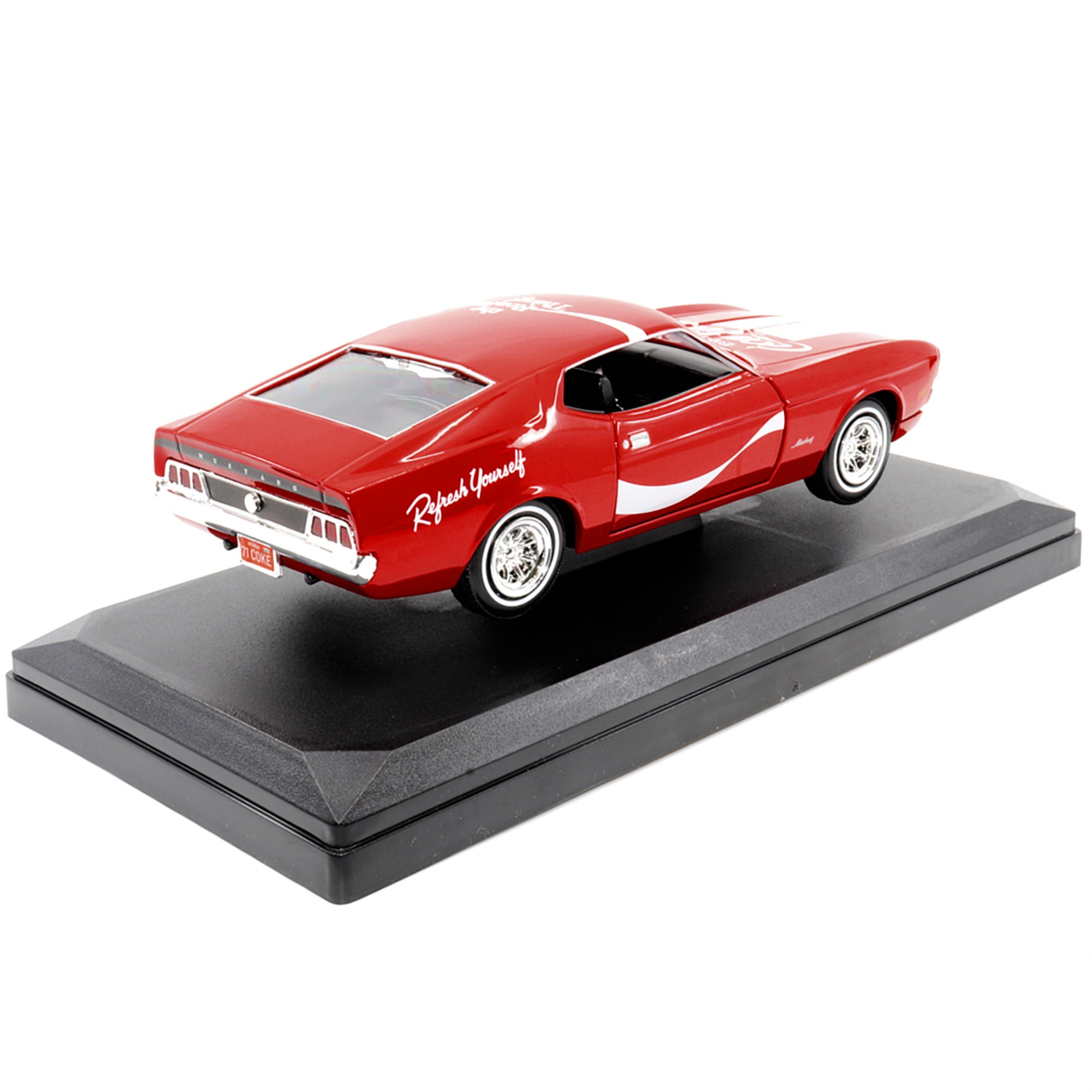 Motorcity Classics 424071 1971 Ford Mustang Sportsroof Red with White  Stripes Refresh Yourself - Coca-Cola 1-24 Diecast Model Car