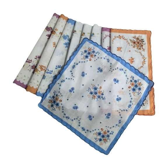 Vintage Styles Florals Lace Handkerchiefs 9Pieces Cotton Embroidered Hankies for Women Special Accessories