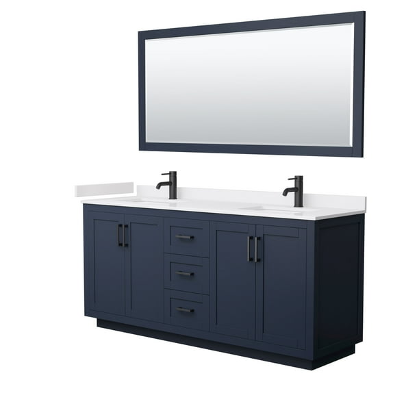 Wyndham Collection Wcf2929 72d Vca M70 Miranda 72 Double Bathroom Vanity Dark Blue Com Double Bathroom Vanity Dark Blue, Shaker Bathroom Vanity 72