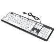 thumbnail image 1 of Matsuzay Teclado negro de baja visión Teclado USB con cable para personas mayores con teclas de impresión grandes blancas (negro) Juegos de teclado y mouse para computadora, 1 of 1