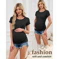 thumbnail image 2 of Women's Maternity Shirts Tops Side Ruched Ribbed Pregnancy Clothes 3-Pack, 2 of 6