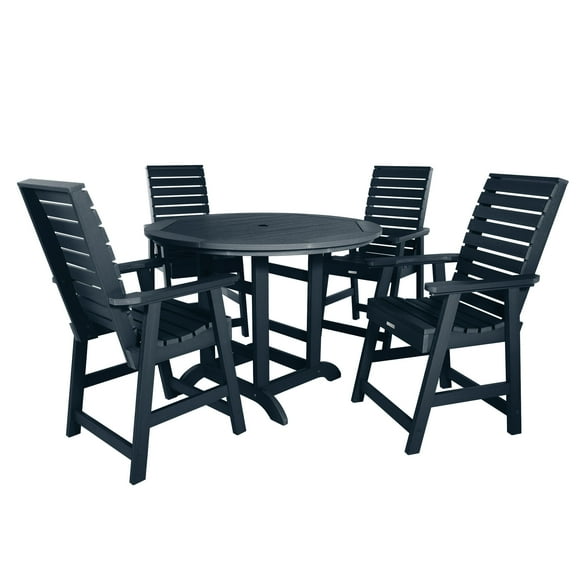 Highwood's 48" Round 5-pc Weatherly Dining Set - Counter Height, Outdoor, Eco-friendly, Synthetic Wood