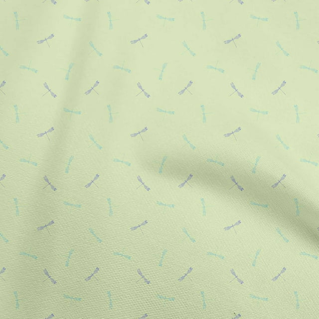 oneOone Velvet Light Green Fabric Dragonfly Sewing Material Print Fabric By The Yard 58 Inch Wide