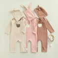 thumbnail image 3 of 2PCS Baby Romper Spring Fall Outfit Bear Print Jumpsuit for Girls Boys Light Coffee 18-24 Months, 3 of 10