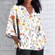 thumbnail image 1 of TaTaai Women's Roll Tab Sleeve Blouse, Printed V Neck Shirt, Linen Look Three Quarter Top for Casual Summer Gift, 1 of 5