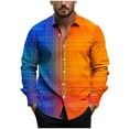 thumbnail image 2 of Donemore Men's Casual Business Long Sleeve Shirt with Multi-color Geometric Print Trendy Fashion Design Stylish Versatile Comfortable Top, 2 of 5