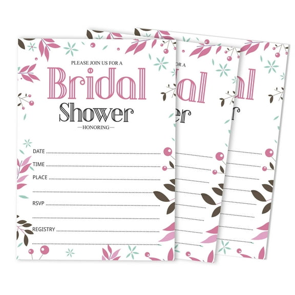 Inkdotpot 30 Bridal Shower InvitationsFloralWedding Fill-In Style Invites Blank Invites