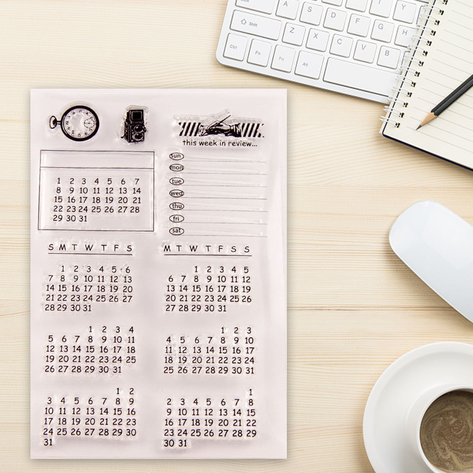 Perpetual Calendar Stamp Self Care Journal Date Stamp Agenda