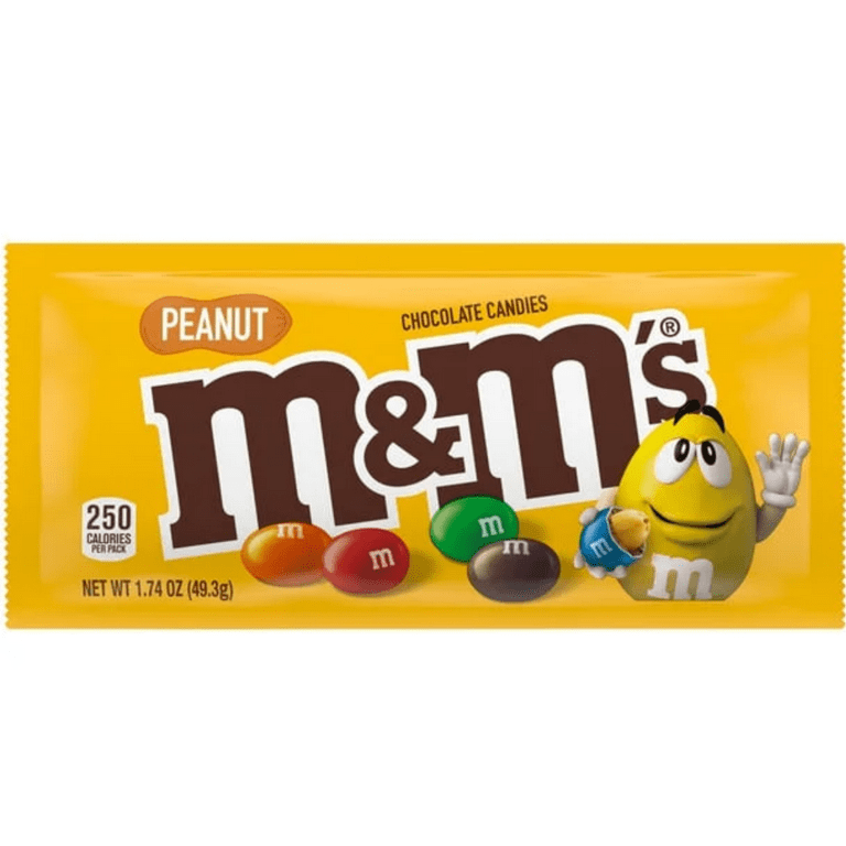 M&M's Peanut Milk Chocolate Candy, Full Size - 1.74 oz Pouch
