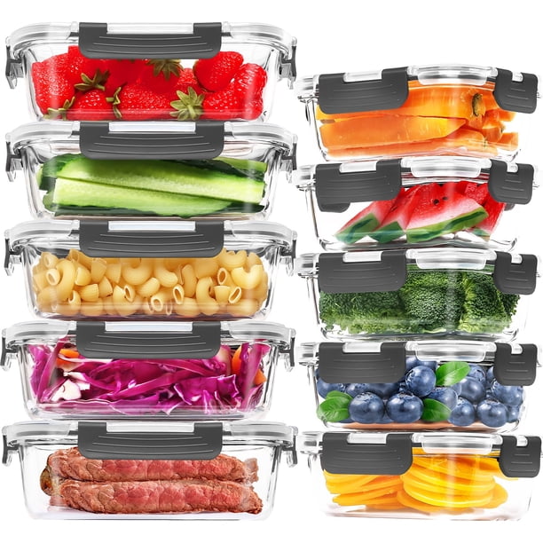 Envases de vidrio para preparación de comidas Skroam, paquete de 10, 370 ml y 1040 ml