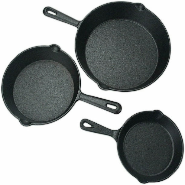 Pre Seasoned Cast Iron Skillet Set 3 Pieces 6", 8" & 10" by Utopia