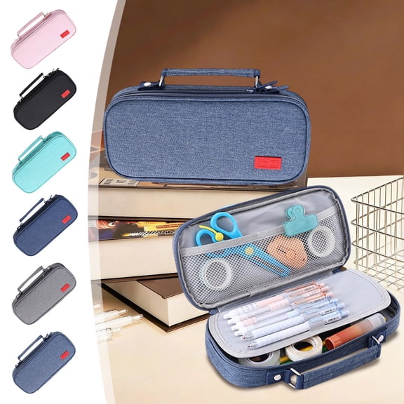 Yhmxh Large Capacity Pencil Case Pouch, Cute Pencil Pouch, Zippered Pencil Bag with Handle, Fabric Pencil Box Aesthetic Pen Organizer for Art Supplies College Stationary Travel Holder Box