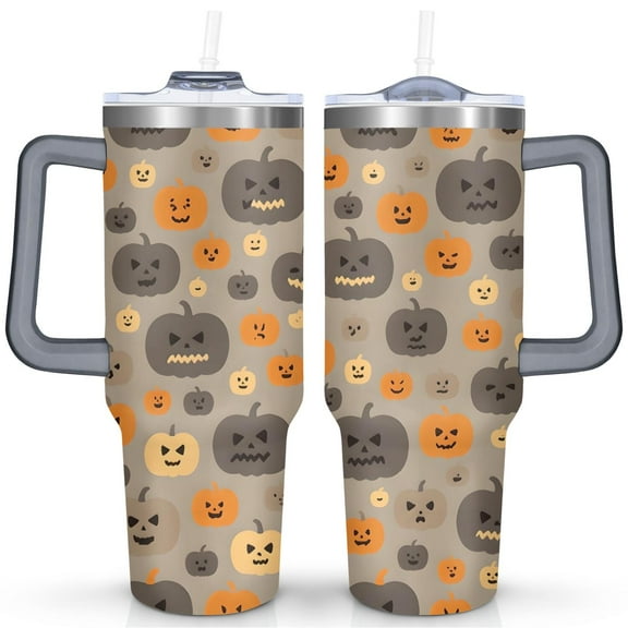 Happy Halloween Tumbler with Handle Insulated Coffee Mug 40 oz Cafe Tumblers for Drinking Coffee Water Wine Ideal Gift for Husband Son Dad
