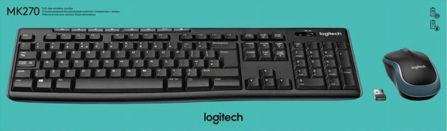 Logitech Mk270 Full Size Compact Wireless Keyboard & Mouse Combo, Black