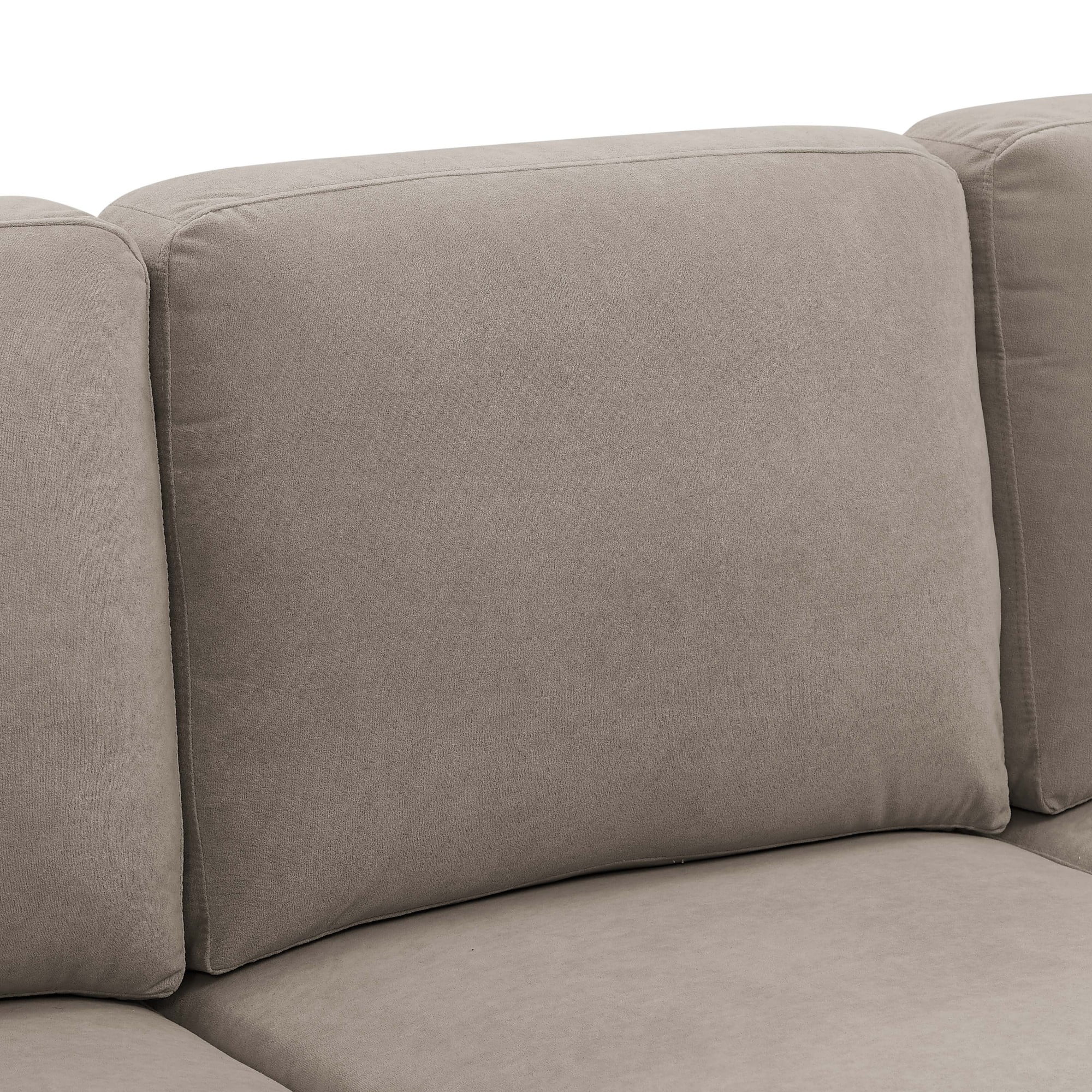 Jopath U-Shaped Sectional Sofa, 4-Seat Convertible Modular Sofa with Double Chaise Lounge,Blend Fabric Upholstered Sofa Couch with Metal Legs for Living Room,Apartment,khaki