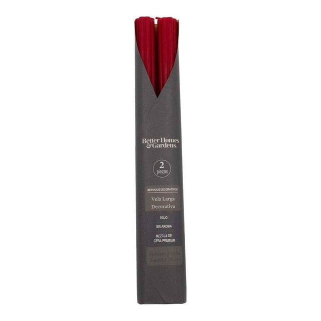 Set de Velas Better Homes & Gardens 28 cm sin Aroma Color Rojo 2 piezas