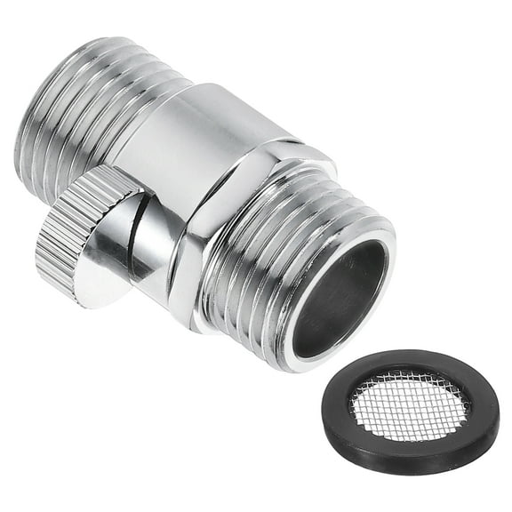 Water Flow Control Valve, 1 PCS Shower Head Shut Off Valve, Brass Water Pressure Regulator with Handle Level (Silver)