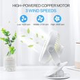 thumbnail image 3 of Ventilador de mesa, ventilador con clip, ventilador USB de escritorio con batería recargable, potente y silencioso, para el hogar, la oficina, los viajes (blanco) Vhermosa, 3 of 5