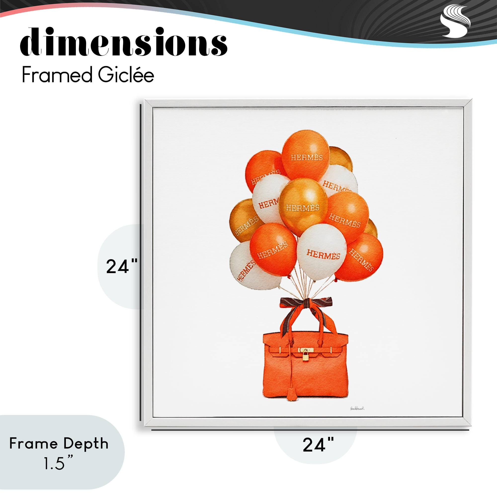 Stupell Industries Orange Handbag & Balloons White Framed Giclee Art, design by Amanda Greenwood
