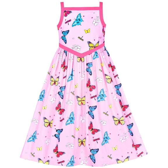 Girls Vintage Dress 50s Retro 1950s Rockabilly Pink Butterfly 6 Years